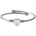 Bracelet câble en acier inoxydable argenté orné d'un pendentif cœur poli - Argent - Vierge