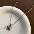 Collana con ciondolo cane palloncino colorato su catena a sfere argentata e smalto - Cane Palloncino Colorato Argento (05-E10)
