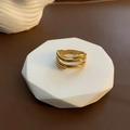 Elegante meerlaagse gouden golfring met een minimalistisch wikkelontwerp voor dames - Jz-81 Titanium Stalen Ring Goud