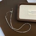 Elegant beaded necklace with silver and amber cylindrical beads and lobster clasp - Sparkling Beaded Style (41#XK)