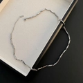 Collana minimalista in acciaio al titanio argento con maglie rettangolari - Collana Maglione / Argento (50cm+5)