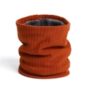 Orange ribbed knit neck warmer with thick grey fleece lining for winter warmth - 24cmx22cm / Caramel (WB66-9)