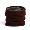 Dark brown knitted neck warmer with thick gray fleece lining for winter outdoor warmth - 24cmx22cm / Coffee (WB66-8)