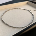 Collana in titanio argento con maglie a barra e pendente in scatola regalo - Collana a Girocollo / Argento (40cm+5)