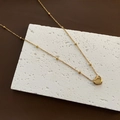 Collar de corazón dorado minimalista de acero de titanio con grabado Always Love - 01-I 18 Collar de Corazón de Acero de Titanio Dorado