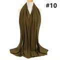 Detail of olive green chiffon hijab scarf draped elegantly to show soft fabric texture - 174x68cm / Army Green (TH9-10)