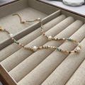 Bohemian luxury beaded necklace with natural freshwater pearls and turquoise stone accents - Beaded Luxury Necklace (643#XK)