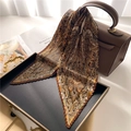 Elegant pleated silk scarf with vintage floral print draped on a luxury brown handbag - Caramel Brown Retro Palace Pattern (FY672-1)