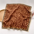 Macro detail of Earth-toned leopard print square scarf with geometric pattern borders - Earth Tone Leopard Geometric Border Style (FR36-2)