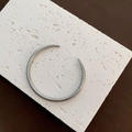 Minimalist silver open cuff bracelet with industrial snake bone texture for women - Silver