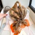 Leichter Damen-Chiffonschal mit Leopardenmuster in den Farben Orange und Braun - Braun Oranges Feder Tiger Muster (YRS60-1)