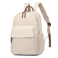 Sac à dos minimaliste en nylon blanc cassé avec détails en cuir brun et logo en métal - Petit / Kaki