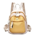 Pink and yellow contrasting high-capacity fashion backpack with metal kangaroo logo - Large / Yellow (Large)