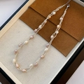 Collana multifilo di perle d'acqua dolce barocche pastello con chiusura in argento - Collana di perle naturali a tre strati (03-I 5)