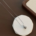 Collier avec pendentif pomme en argent poli et acier au titane pour femmes - Argent