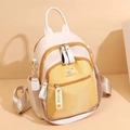 Mochila para mujer en crema y amarillo con diseño color-block y tejido de nailon - Pequeño / Amarillo (Pequeño)