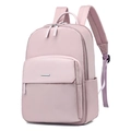 Mochila minimalista de nailon rosa claro con correas ajustables y bolsillo frontal - Pequeño / Rosa