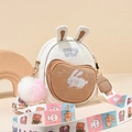 Borsa a tracolla per bambini con orecchie di coniglio e tracolla larga colorata - Cachi