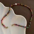 Natuurlijke edelsteen kralenketting met barokparel en gouden magnetische sluiting - Titanium Stalen Versie Natuursteen Ketting (1-8#28)
