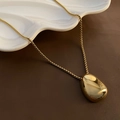 Minimalist gold plated titanium steel teardrop pendant necklace with high polish finish - Water Drop Box Chain (04J-4 Gold)