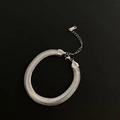 Collar de cadena de serpiente plana plateada minimalista con cierre de langosta y extensor - Pulsera de 16CM / Plateado