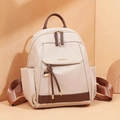 Zaino da donna in tessuto Oxford beige e marrone con nappa decorativa per il pendolarismo - Cachi