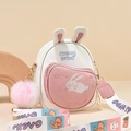 Simpatica borsa a tracolla a coniglio per bambini bianca e rosa con tracolla floreale - Bianco e Rosa