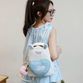Mini bunny backpack in blue and white leather with cute rabbit ears and heart pocket - Small / Blue