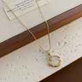 Golden shell pendant necklace with star accent and white mother-of-pearl inlay finish - Gold Shell Star Pendant (04-N14)