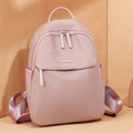 Elegante zaino da donna in nylon rosa antico con cerniere dorate e design a tasche multiple - Rosa Antico