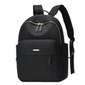 Classic black nylon backpack for women with gold zippers and spacious compartments - Small / Black