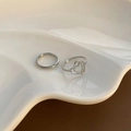 Minimalistische tweedelige ringenset van zilver titanium staal met hart en band - US 7 / Hart En Eenvoudige Ring (Zilver)