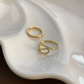 Golden Gemini two-piece ring set with minimalist smooth and curved hollow bands - US 7 / Leo And Plain Band Rings (Gold)
