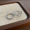 Titanium steel Gemini ring set in silver with minimalist linear design and polished finish - US 7 / Leo And Plain Band Rings (Silver)