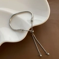 Bracelet chaîne serpent argenté ajustable avec fermoir coulissant sur plat céramique - Argenté