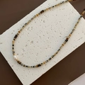 Baroque pearl and tiger eye beaded necklace with retro minimalist aesthetic for women - Titanium Steel Natural Stone Pearl Style (04-m19)
