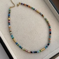 Collana di perline colorate con distanziatori dorati e dischi in pietra stile dopamina - Stile con Perline Colorate (07m-9) / Colorato