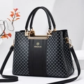 Sac à main élégant pour femme noir et doré avec motif monogramme et bandoulière - Noir