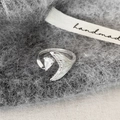 Elegant silver open ring featuring a crystal teardrop stone and a crescent moon with pearls - Water Drop Zircon Crescent Style (C-425)