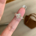 Elegant rose gold adjustable ring with lucky four-leaf flower and pink shell inlay - Pink Mother of Pearl Open Ring