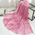 Detail of pink chiffon shawl with silver glitter metallic thread and fine hemmed edges - Leather Red