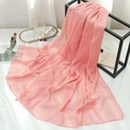 Detail of light pink chiffon scarf with silk metallic texture and subtle vertical stripes - Ivory Pink
