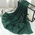 Detail of dark green shimmer scarf with fine vertical pleats on chiffon fabric - Dark Green