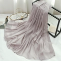 Detail of elegant pleated chiffon scarf in mauve with lightweight textured finish - Gray