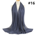 Elegant dusty blue chiffon hijab scarf draped on mannequin, lightweight and sheer fabric - 174x68cm / Gray Blue (TH9-16)