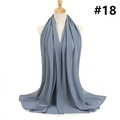 Solid smoky blue chiffon headscarf with lightweight drape and elegant finish - 174x68cm / Smoky Blue (TH9-18)