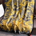 Luxurious yellow and grey silk scarf with abstract marble texture and palm leaf print - 180*90CM / Yellow and Smoke Grey Palm Leaf (XL99-1)