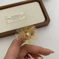 Gouden opengewerkte bloemring met witte parel om de vinger in vintage Franse stijl - Holle Lijn Bloemblad Parel Stijl (2 Titanium Stalen Ring)