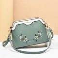Elegante bolso bandolera verde pálido con bordado floral y logotipo de Weijerluo dorado - Verde