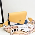 Piccola borsa a tracolla color-block gialla e blu con cinturino ricamato chic - Giallo